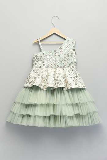 Buy The Little Tales Green Silk, Net Floral Embroidered Dress Online at Aza Fashions Buy_The Little Tales_Green Silk, Net Floral Embroidered Dress _Online_at_Aza_Fashions