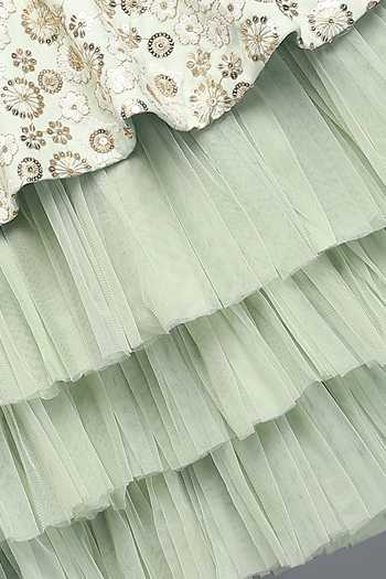 Buy The Little Tales Green Silk, Net Floral Embroidered Dress Buy_The Little Tales_Green Silk, Net Floral Embroidered Dress