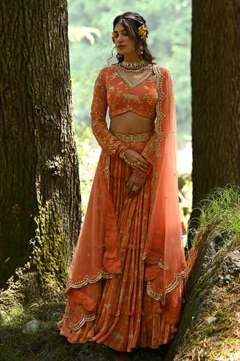Paulmi And Harsh Jungle Print Lehenga Set 