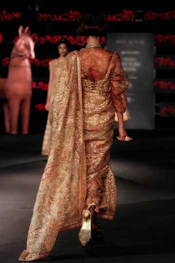 RI.Ritu Kumar Patchwork Embroidered Saree With Blouse