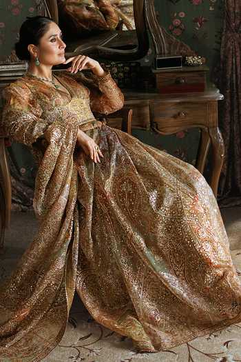 RI.Ritu Kumar Patchwork Embroidered Saree With Blouse