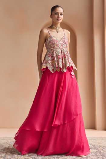 Osaa By Adarsh Embroidered Peplum Top & Skirt Set 