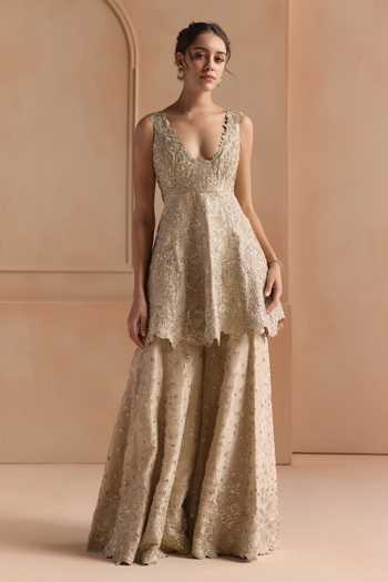 Osaa By Adarsh Embroidered Peplum Top Gharara Set