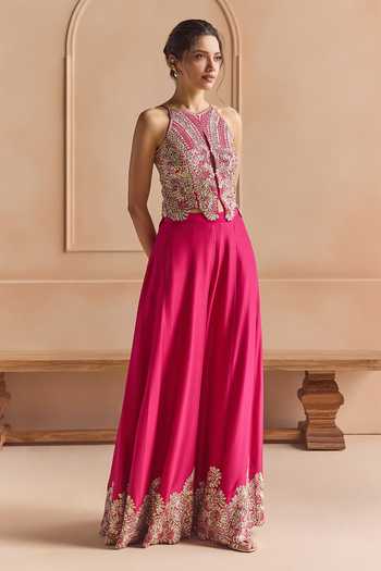 Osaa By Adarsh Zardozi Embroidered Top & Gharara Set 