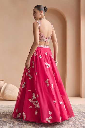 Osaa By Adarsh Cut Ruby Embroidered Lehenga Set