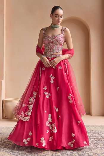Osaa By Adarsh Cut Ruby Embroidered Lehenga Set