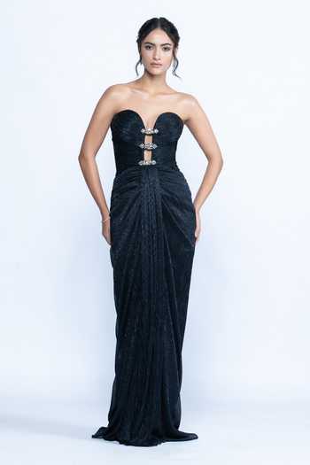 Aangan By Parul Midnight Muse Draped Gown 