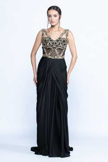 Aangan By Parul Midnight Majesty Embroidered Gown 
