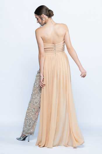 Aangan By Parul Celeste Blush Embroidered Pant & Bustier Set 