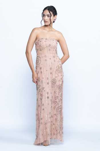 Aangan By Parul Blush Etoile Embellished Gown 