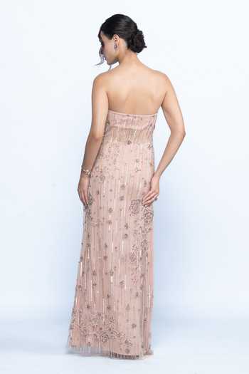 Aangan By Parul Blush Etoile Embellished Gown 