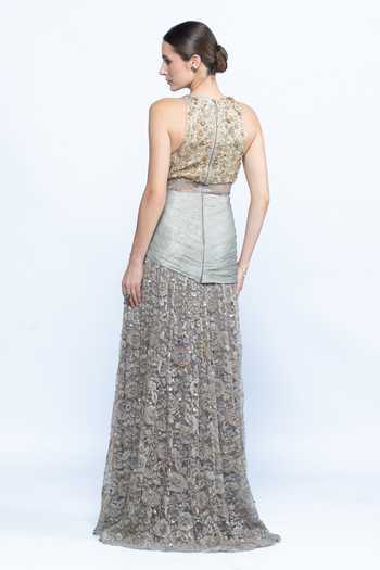 Aangan By Parul Sage Royale Embellished Gown 