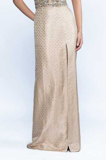 Buy Aangan By Parul Beige Brocade Sequins, Stones, Crystals Sweetheart Opaline Corset Slit Gown Online at Aza Fashions Buy_Aangan By Parul_Beige Brocade Sequins, Stones, Crystals Sweetheart Opaline Corset Slit Gown _Online_at_Aza_Fashions