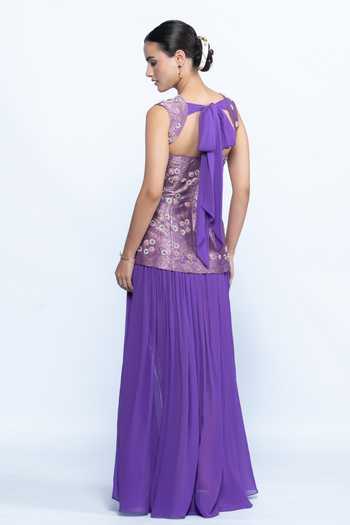 Aangan By Parul Viola Banarasi Evening Dress 
