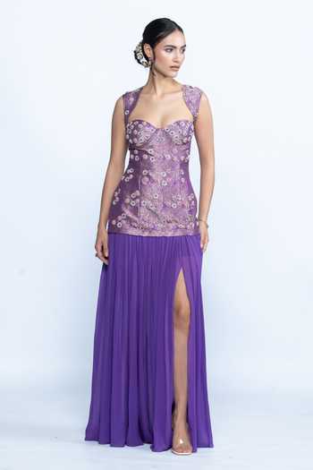 Aangan By Parul Viola Banarasi Evening Dress 