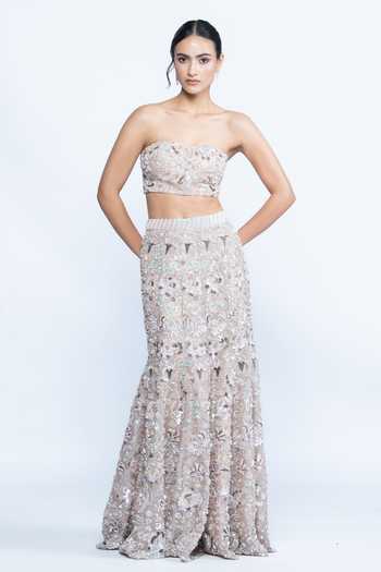 Aangan By Parul Ethereal Garden Embroidered Corset & Skirt Set 
