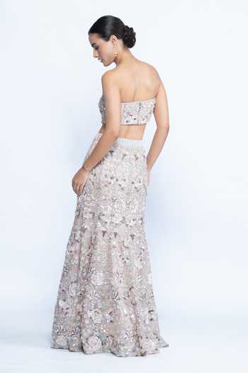 Aangan By Parul Ethereal Garden Embroidered Corset & Skirt Set 