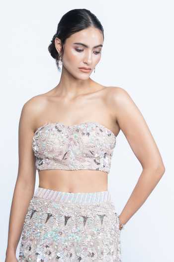 Buy Aangan By Parul Multi Color Organza Sequins, Ethereal Garden Embroidered Corset And Skirt Set Online at Aza Fashions Buy_Aangan By Parul_Multi Color Organza Sequins, Ethereal Garden Embroidered Corset And Skirt Set _Online_at_Aza_Fashions