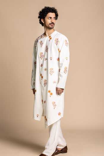 Buy Gargee Designers Ivory Polyester Embroidered Angarkha Kurta And Pant Set Online at Aza Fashions Buy_Gargee Designers_Ivory Polyester Embroidered Angarkha Kurta And Pant Set _Online_at_Aza_Fashions