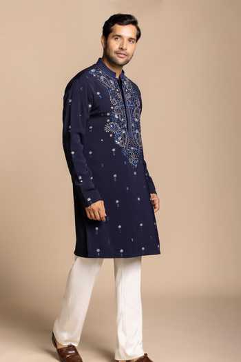 Buy Gargee Designers Blue Polyester Embroidered Kurta And Pant Set Online at Aza Fashions Buy_Gargee Designers_Blue Polyester Embroidered Kurta And Pant Set _Online_at_Aza_Fashions