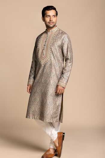 Gargee Designers Beige Silk, Cotton Mirror Work Kurta And Churidar Set Online at Aza Fashions Gargee Designers_Beige Silk, Cotton Mirror Work Kurta And Churidar Set _Online_at_Aza_Fashions