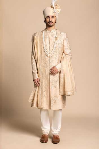 Gargee Designers Raw Silk Embroidered Sherwani Set