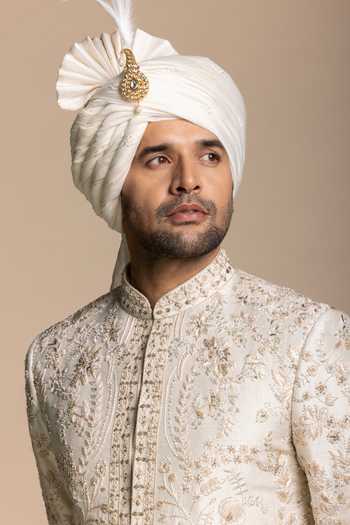 Gargee Designers Ivory Silk, Polyester Embroidered Sherwani Set at Aza Fashions Gargee Designers_Ivory Silk, Polyester Embroidered Sherwani Set _at_Aza_Fashions
