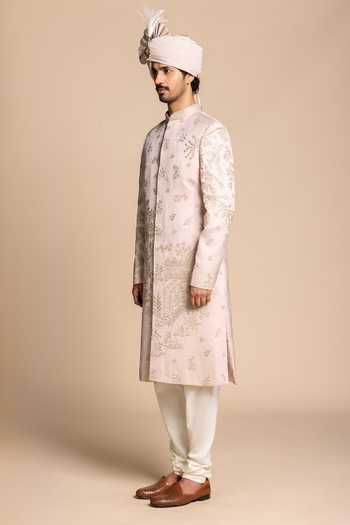 Gargee Designers Pink Silk, Polyester Embroidered Sherwani Set Online at Aza Fashions Gargee Designers_Pink Silk, Polyester Embroidered Sherwani Set _Online_at_Aza_Fashions
