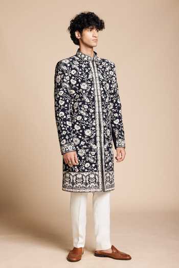 Gargee Designers Floral Embroidered Sherwani Jacket & Pant Set