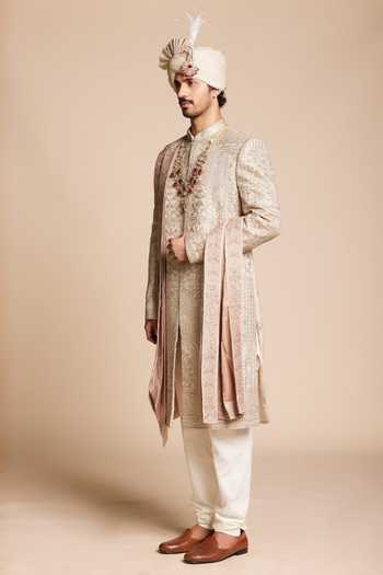 Gargee Designers Ivory Polyester Embroidered Sherwani Set Online at Aza Fashions Gargee Designers_Ivory Polyester Embroidered Sherwani Set _Online_at_Aza_Fashions