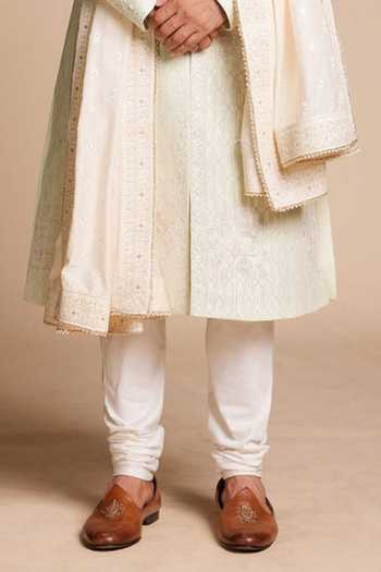 Gargee Designers Ivory Silk, Cotton Embroidered Sherwani Set Online at Aza Fashions Gargee Designers_Ivory Silk, Cotton Embroidered Sherwani Set _Online_at_Aza_Fashions