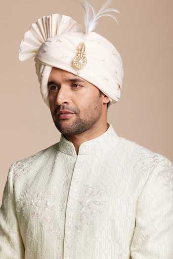 Buy Gargee Designers Ivory Silk, Cotton Embroidered Sherwani Set Online at Aza Fashions Buy_Gargee Designers_Ivory Silk, Cotton Embroidered Sherwani Set _Online_at_Aza_Fashions