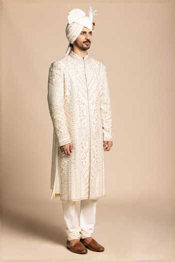 Gargee Designers Raw Silk Embroidered Sherwani Set