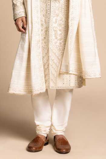Buy Gargee Designers Ivory Silk Raw Embroidered Sherwani Set Online at Aza Fashions Buy_Gargee Designers_Ivory Silk Raw Embroidered Sherwani Set _Online_at_Aza_Fashions