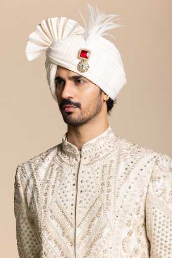 Shop Gargee Designers Ivory Silk Raw Embroidered Sherwani Set Online at Aza Fashions Shop_Gargee Designers_Ivory Silk Raw Embroidered Sherwani Set _Online_at_Aza_Fashions