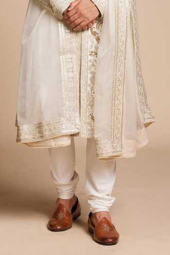 Gargee Designers Ivory Silk Bird Embroidered Raw Sherwani Set Online at Aza Fashions Gargee Designers_Ivory Silk Bird Embroidered Raw Sherwani Set _Online_at_Aza_Fashions