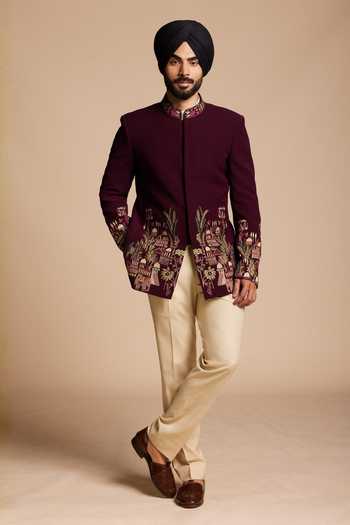 Gargee Designers Embroidered Bandhgala Jacket & Pant Set