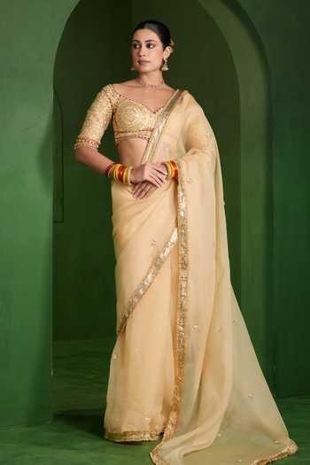 Saina Kapoor Organza Embroidered Saree With Blouse 