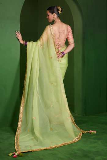Saina Kapoor Border Embellished Saree With Blouse 