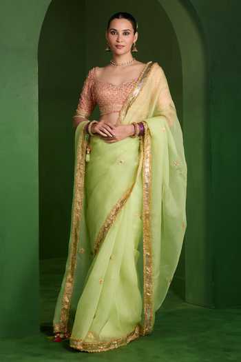 Saina Kapoor Border Embellished Saree With Blouse 