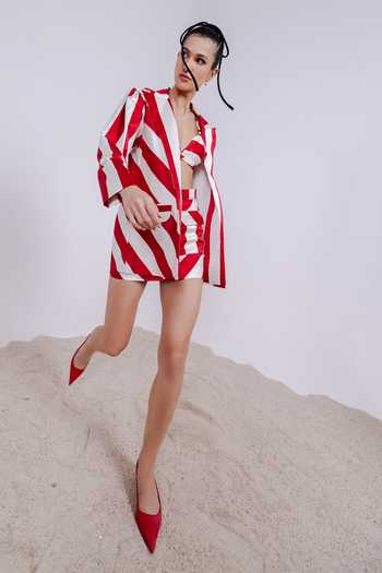 July Issue Stripe Pattern Mini Skirt Set 