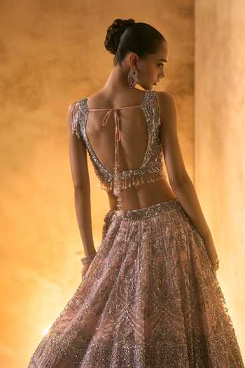 Angad Singh Camellia Sequin Embroidered Lehenga Set 