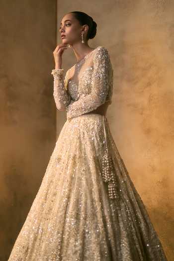 Buy_Angad Singh_Ivory Net High Neck Seraphine Embroidered Lehenga Set _Online_at_Aza_Fashions