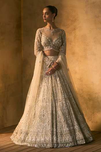 Buy_Angad Singh_Ivory Net High Neck Seraphine Embroidered Lehenga Set 