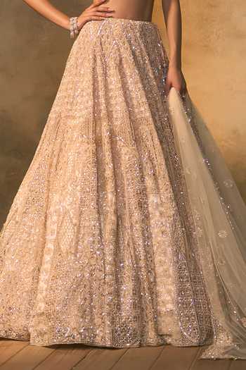 Buy Angad Singh Peach Net Sweetheart Neck Azura Bead Embroidered Lehenga Set Buy_Angad Singh_Peach Net Sweetheart Neck Azura Bead Embroidered Lehenga Set