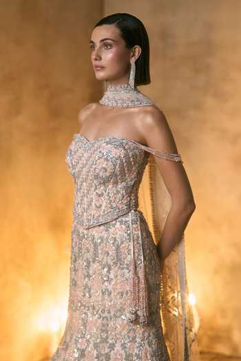 Buy Angad Singh Ivory Net Sweetheart Neck Aurore Embroidered Fish Cut Lehenga Set Online at Aza Fashions Buy_Angad Singh_Ivory Net Sweetheart Neck Aurore Embroidered Fish Cut Lehenga Set _Online_at_Aza_Fashions