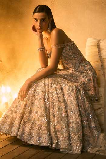 Buy Angad Singh Ivory Net Sweetheart Neck Aurore Embroidered Fish Cut Lehenga Set Buy_Angad Singh_Ivory Net Sweetheart Neck Aurore Embroidered Fish Cut Lehenga Set