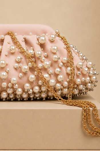 Buy_House Of Kosha_Pink Serene Suede Embellished Clutch _Online_at_Aza_Fashions