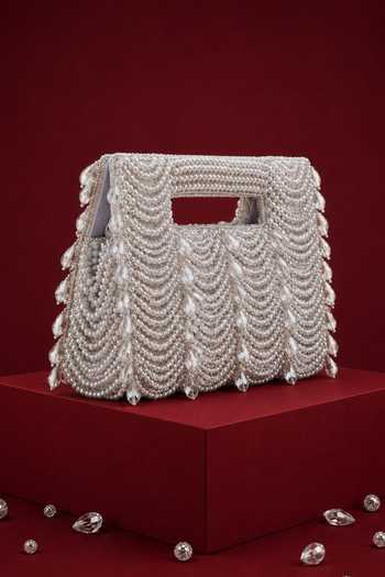 House Of Kosha Amyra Bead Embellished Suede Handbag & Chain 