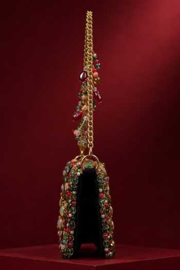 House Of Kosha_Gold Noorani Stone Embellished Mini Bag _Online_at_Aza_Fashions